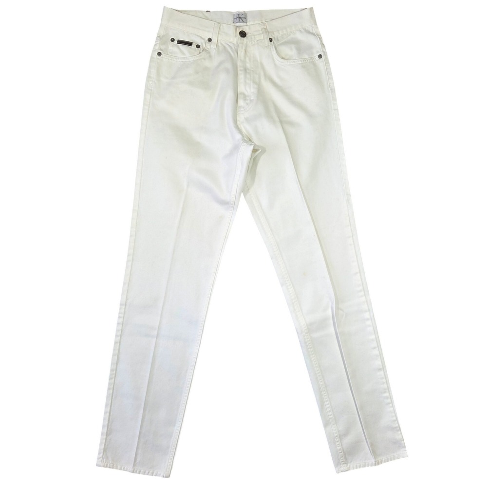 Vintage 90s Calvin Klein Jeans White High Rise Straight Leg Denim Womens 6 Retro